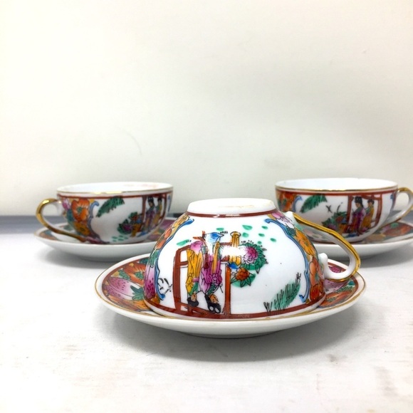 Vintage Other - 3 Vintage Rose Medallion cup and saucer sets